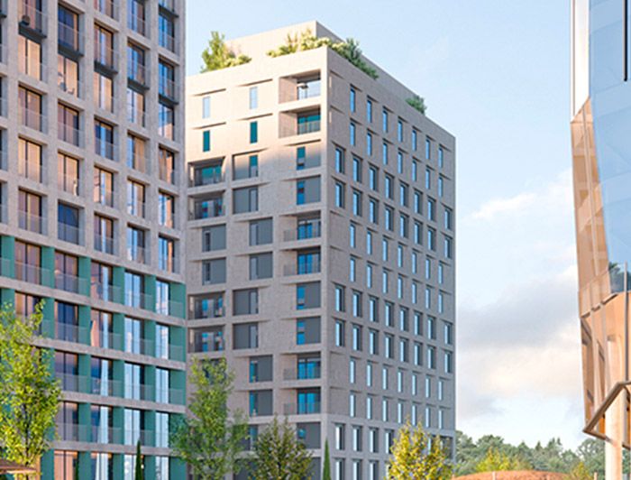 Render de Oria Neo, residencia de estudiantes del campus