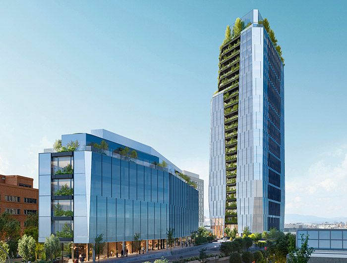 Render de los edificios de oficinas Oria Vision y Oria Terra